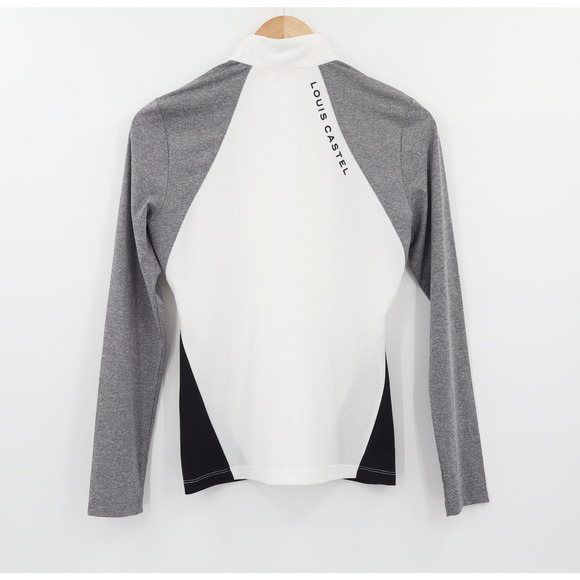 Louis Castel Women's Long Sleeve 1/2 Zip Golf Polo White/Grey/Black Sz 95 US S - Picture 2 of 9